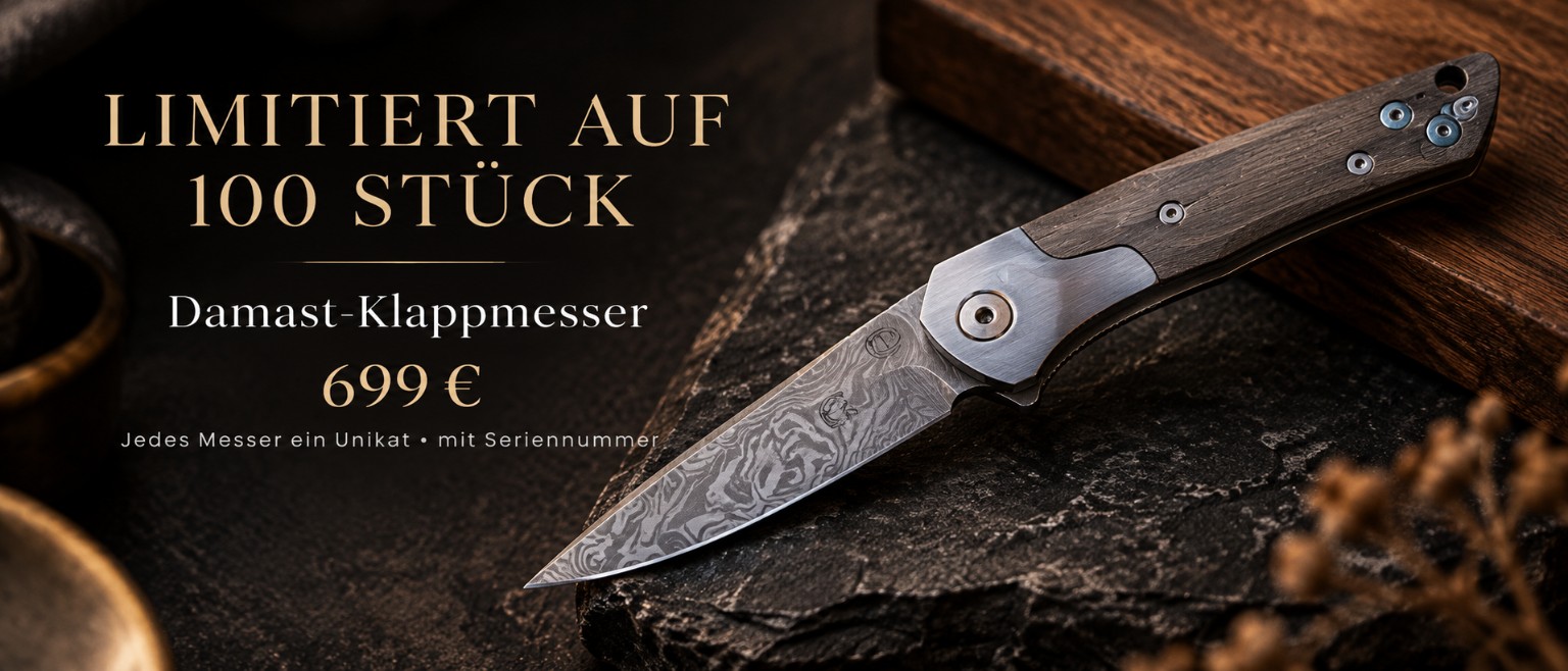 Limitierte Damast-Klappmesser-Edition: 100 Unikate mit Seriennummer für jeweils 699 Euro